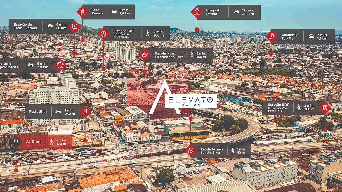 Localização do Elevato Ramos em Ramos, Zona Norte, Rio de Janeiro